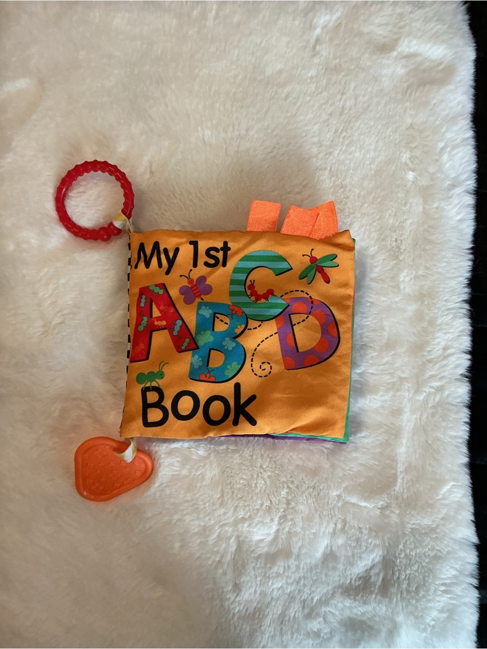 Playtex Orange ABCD Soft Activity Book with Red Ring and Orange Teether